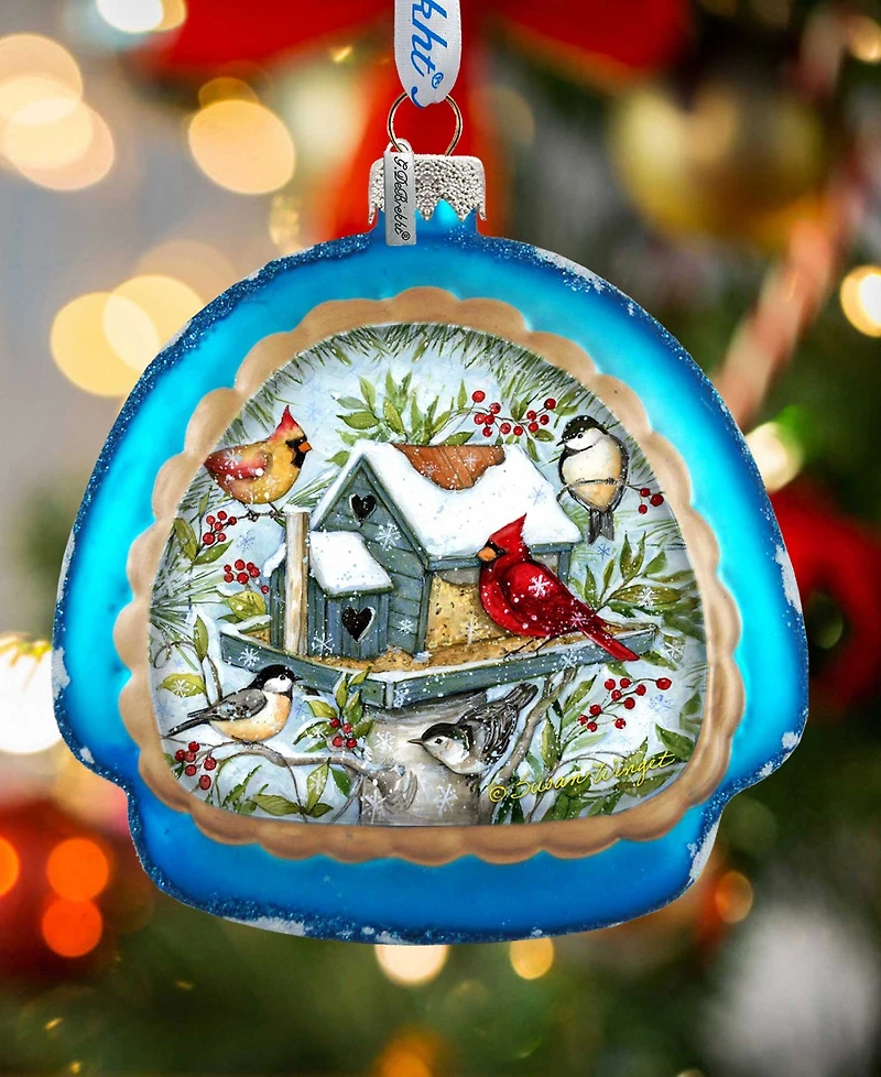 Designocracy Winter Cardinals Rainbow Christmas Mercury Glass Ornaments S. Winget