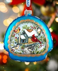 Designocracy Winter Cardinals Rainbow Christmas Mercury Glass Ornaments S. Winget