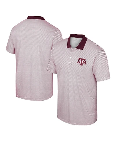 Men's Colosseum White, Maroon Texas A&M Aggies Print Stripe Polo Shirt