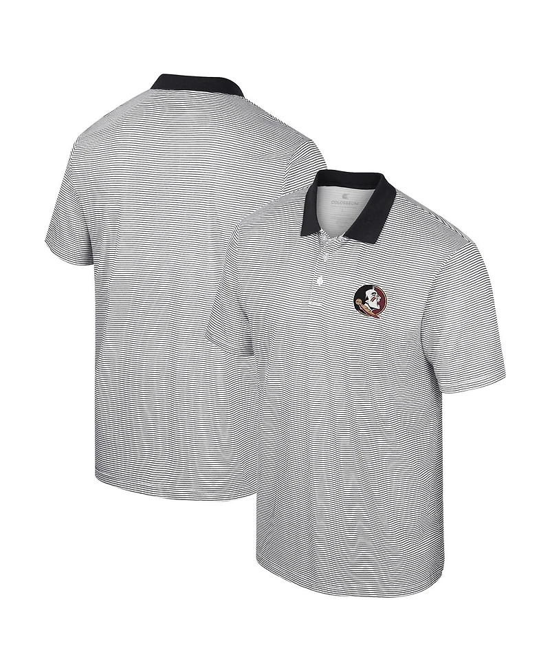 Men's Colosseum White, Black Florida State Seminoles Print Stripe Polo Shirt