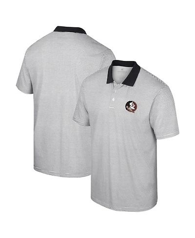 Men's Colosseum White, Black Florida State Seminoles Print Stripe Polo Shirt