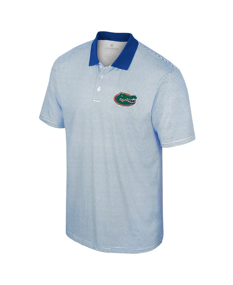 Men's Colosseum White, Royal Florida Gators Print Stripe Polo Shirt