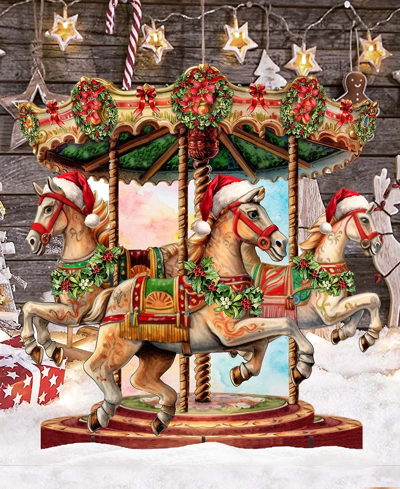 Designocracy Christmas Carousel 32" Christmas Outdoor Yard Decor G. DeBrekht