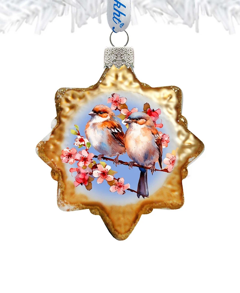 Designocracy Spring Sparrows Keepsake Mercury Glass Christmas Ornaments G. DeBrekht
