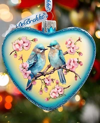 Designocracy Blooming Love Heart Christmas Mercury Glass Ornaments G. DeBrekht