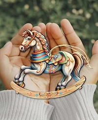 Designocracy Rocking Horse Christmas Wooden Ornaments Holiday Decor G. DeBrekht