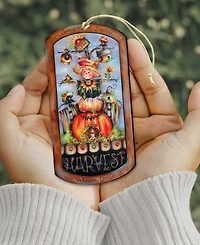 Designocracy Holiday Wooden Ornaments Harvest Pumpkin Scarecrow Home Decor J. Mills-Price