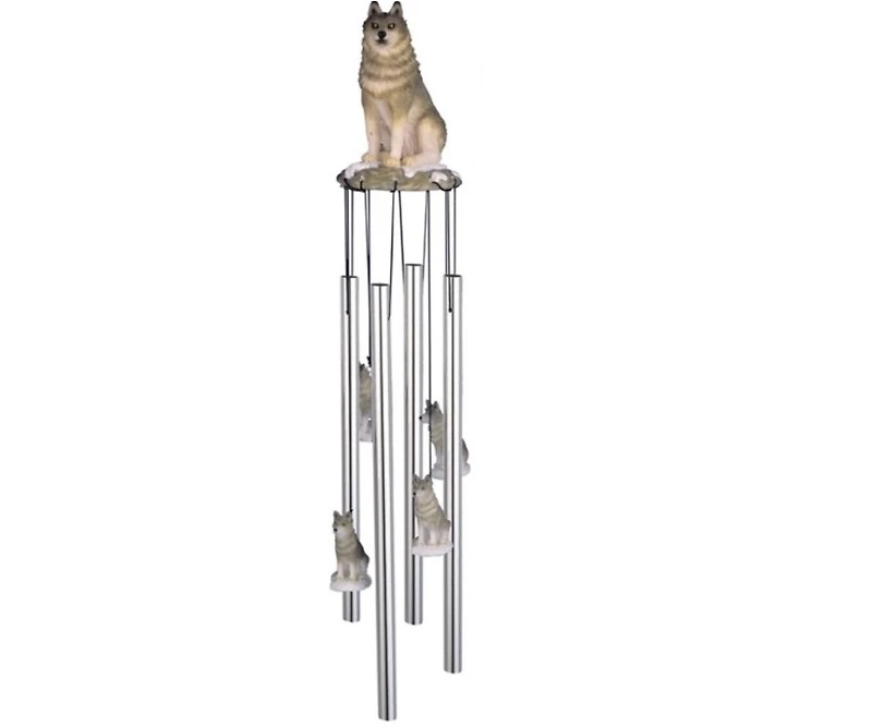 23" Long Round Top Wolf Wind Chime