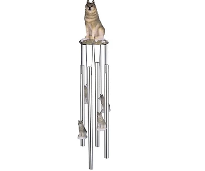 23" Long Round Top Wolf Wind Chime