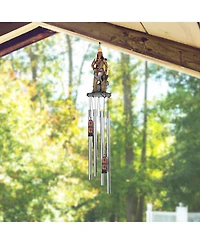 23" Long Indian Warrior Round Top Wind Chime Native American