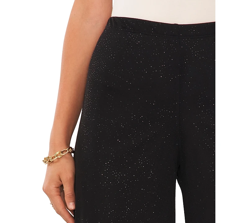 Msk Women's Glitter Pull-On Wide-Leg Pants