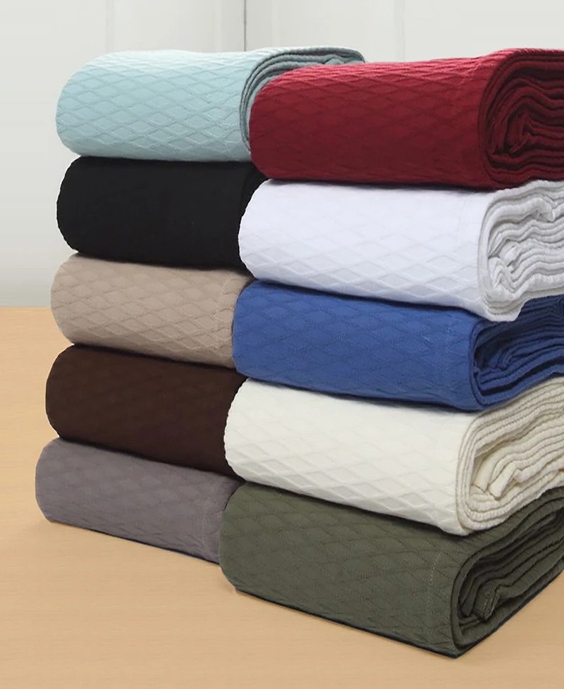 Superior Diamond Pattern All Season Woven Cotton Blanket, California King