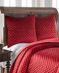 Levtex Red Velvet Quilted Diamond 2-Pc. Sham Set, European