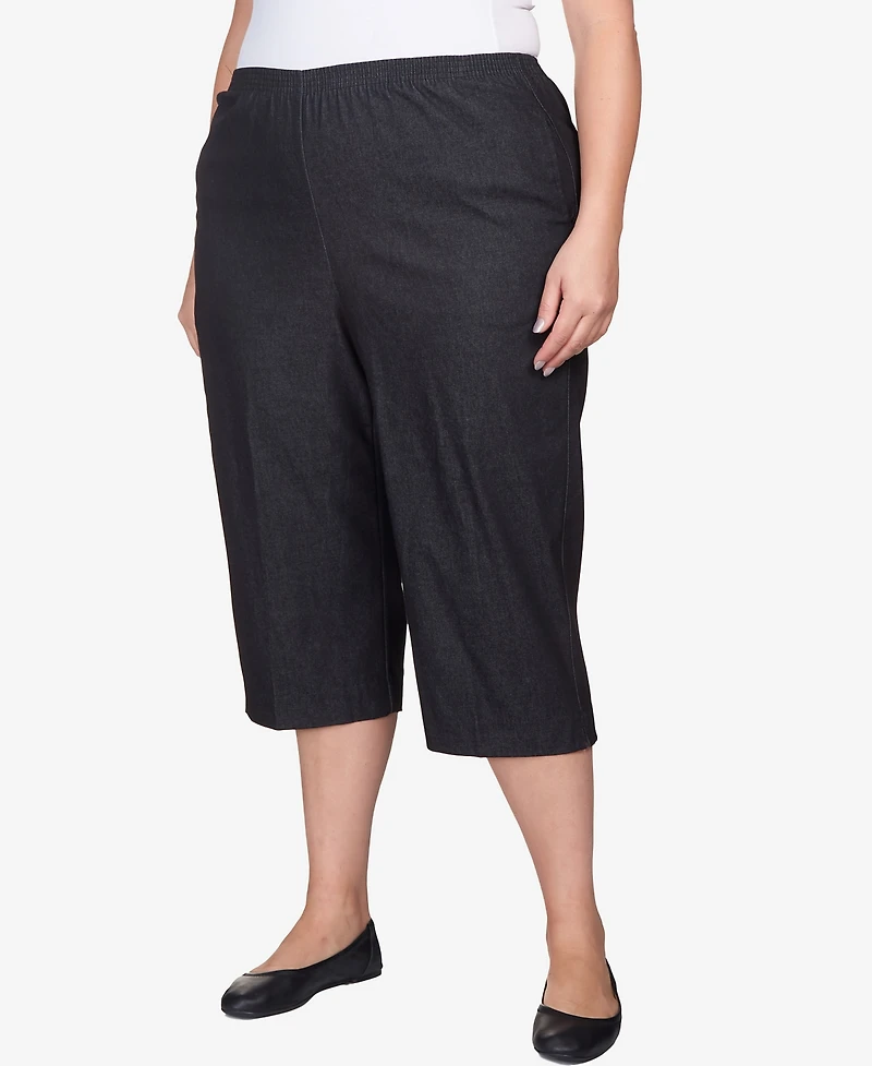 Alfred Dunner Plus Classic Relaxed Fit Denim Capri Pant