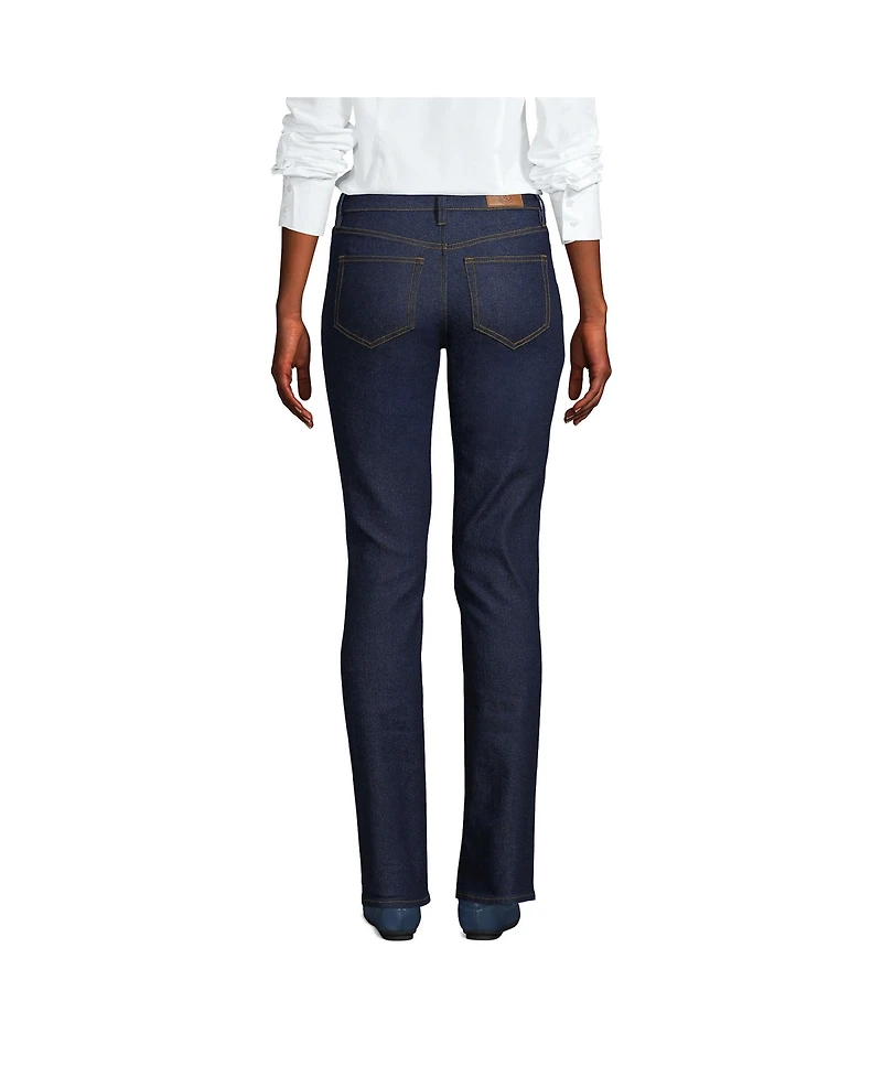 Lands' End Petite Recover Mid Rise Straight Leg Blue Jeans