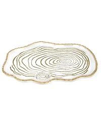 Glass Oval Tray Gold-Tone Grained