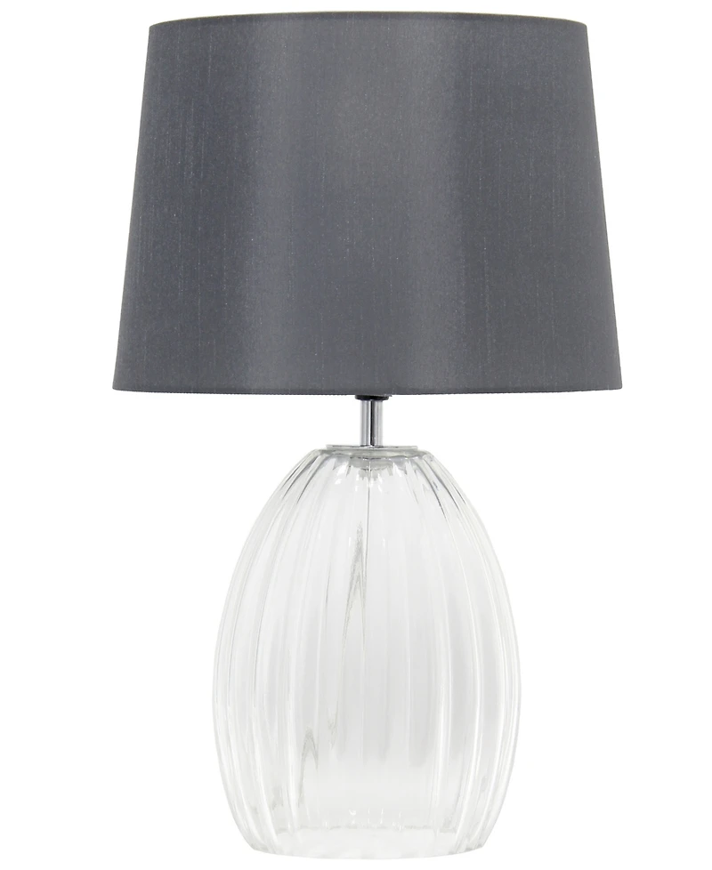 All The Rages 17.63" Contemporary Fluted Glass Bedside Table Lamp with Gray Fabric Shade
