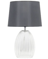 All The Rages 17.63" Contemporary Fluted Glass Bedside Table Lamp with Gray Fabric Shade