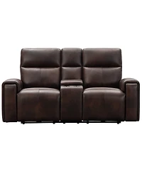 Keegan 77" Leather Power Reclining Console with Power Headrests Loveseat