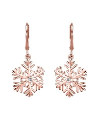 Cubic Zirconia Sterling Silver Snowflake Drop Euro Earrings