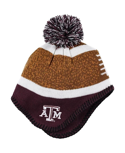 Little Boys and Girls Brown, Maroon Texas A&M Aggies Football Head Knit Hat with Pom