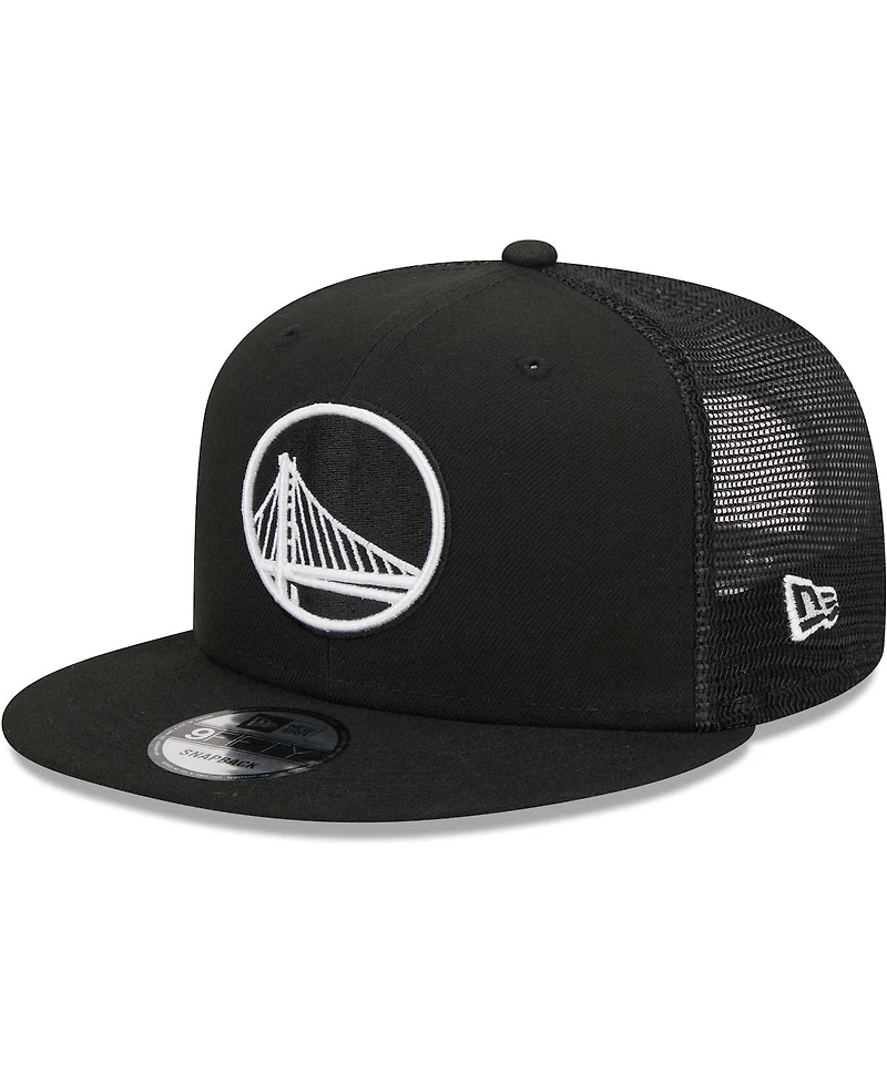 Men's New Era Black Golden State Warriors Evergreen 9FIFTY Trucker Snapback Hat