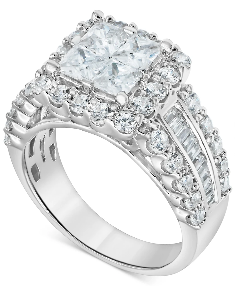 Diamond Princess Quad Cluster Halo Engagement Ring (3 ct. t.w.) in 14k White Gold