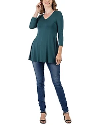 24seven Comfort Apparel Women's Three Quarter Sleeve V-neck Tunic Top