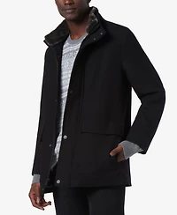Marc New York Men's Brooks Melton Wool Car Coat with Faux Fur Collar