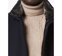 Marc New York Men's Brooks Melton Wool Car Coat with Faux Fur Collar