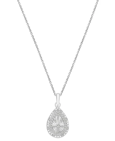 Diamond Teardrop 18" Pendant Necklace (1/4 ct. t.w.) in Sterling Silver, Created for Macy's