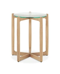 Hetta 19.69" Walnut Round Side Table