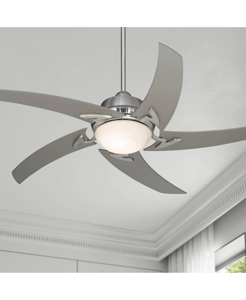 52" Casa Vieja Modern Indoor Ceiling Fan with Led Light Remote Control Brushed Nickel Silver White Opal Glass for Living Kitchen Bedroom Dining R