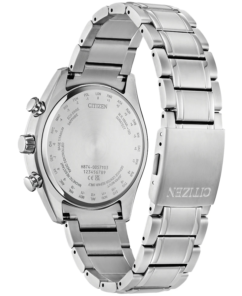 Citizen Men's Tsuki-yomi A-t Chronograph Sport Luxury Eco-Drive Silver-Tone Titanium Bracelet Watch 43mm