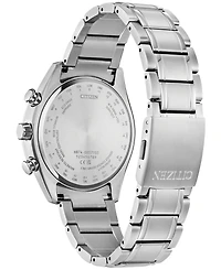 Citizen Men's Tsuki-yomi A-t Chronograph Sport Luxury Eco-Drive Silver-Tone Titanium Bracelet Watch 43mm