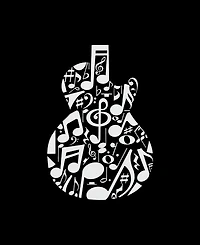 La Pop Art Men's Music Notes Guitar Printed Word T-shirt
