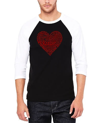 La Pop Art Men's Love Yourself Raglan Baseball Word T-shirt