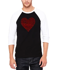 La Pop Art Men's Love Yourself Raglan Baseball Word T-shirt