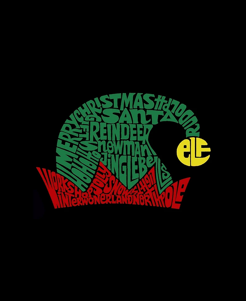 La Pop Art Men's Christmas Elf Hat Word Art Hooded Sweatshirt