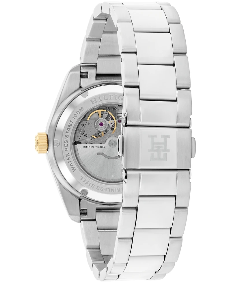 Tommy Hilfiger Unisex Automatic Silver-Tone Stainless Steel Bracelet Watch 40mm, Exclusively Ours