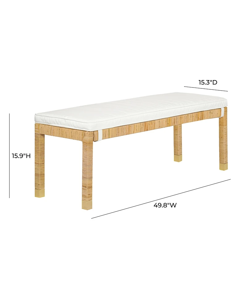 Tov Furniture 1 Piece Rattan Brass-Capped Legs Bench