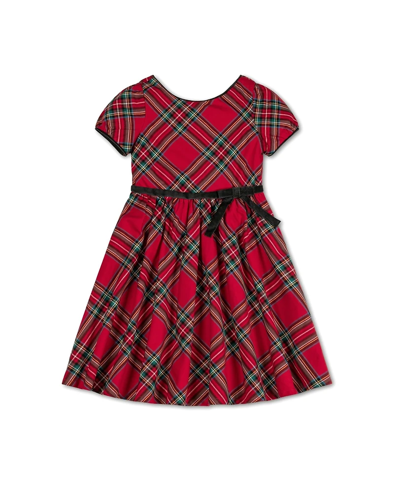 Hope & Henry Baby Girls Puff Sleeve Party Dress with Velvet Trim