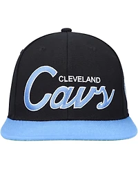 Men's Mitchell & Ness Black Cleveland Cavaliers Hardwood Classics Mvp Team Script 2.0 Snapback Hat