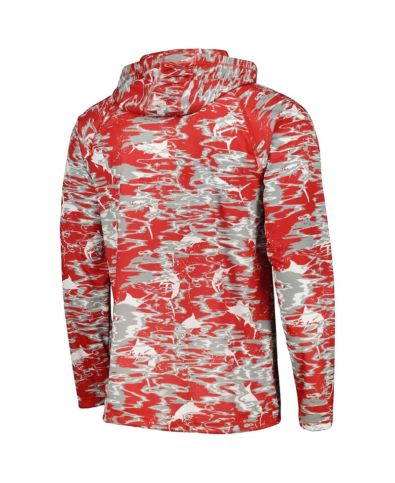 Men's Columbia Scarlet Ohio State Buckeyes Pfg Terminal Tackle Omni-Shade Rippled Long Sleeve Hooded T-shirt