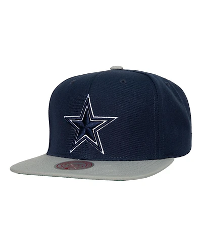 Men's Mitchell & Ness Navy, Silver Dallas Cowboys Team 2-Tone Snapback Hat