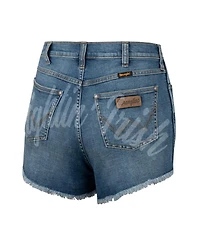 Women's Colosseum x Wrangler Blue Notre Dame Fighting Irish Retro High Rise Cut-Off Shorts