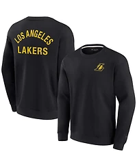 Men's and Women's Fanatics Signature Black Los Angeles Lakers Super Soft Fleece Oversize Arch Crew Pullover Sweatshirt