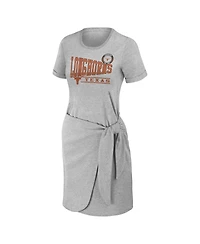 Women's Wear by Erin Andrews Heather Gray Texas Longhorns Knotted T-shirt Dress