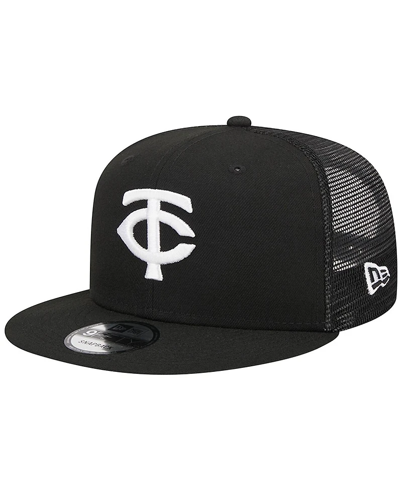 Men's New Era Black Minnesota Twins Trucker 9FIFTY Snapback Hat
