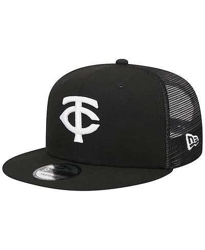 Men's New Era Black Minnesota Twins Trucker 9FIFTY Snapback Hat